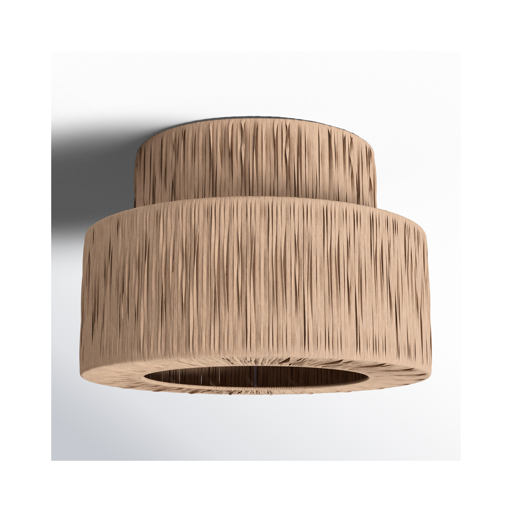 Abbie 1 - Light Raffia Dimmable Drum Flush Mount, Wood, 8.5'' H x 12.6'' W x 12.6'' D