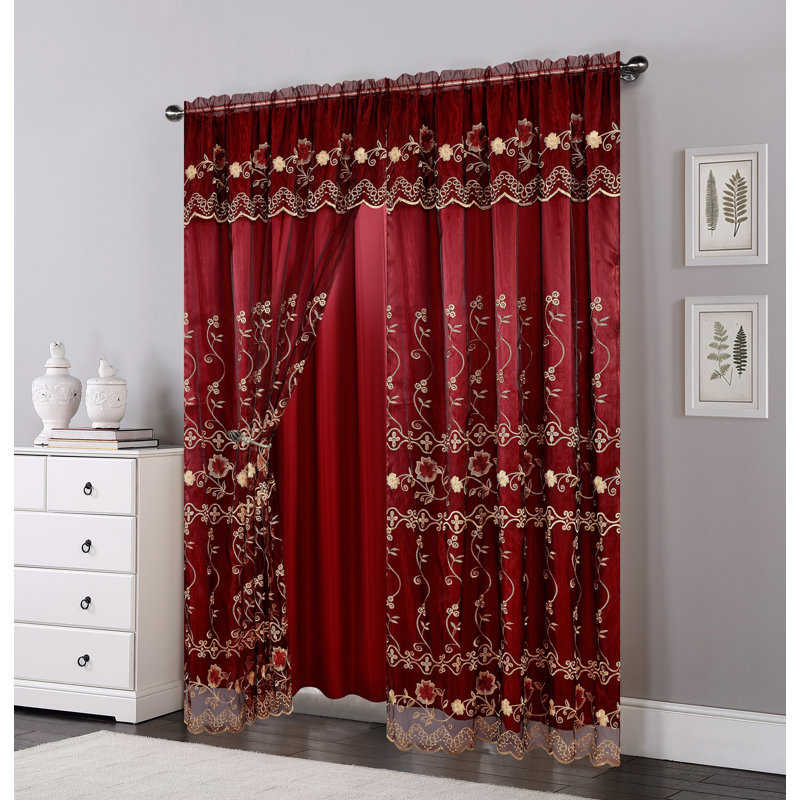 Alpatchino Room Darkening Curtain Pair, Burgundy