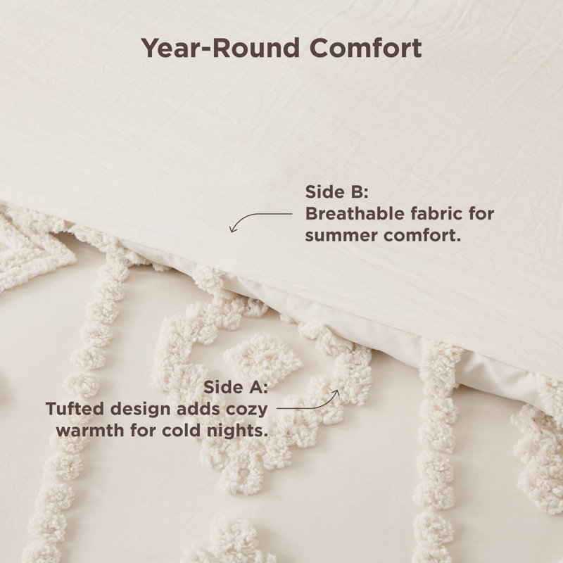 Ensemble d'édredon pour lit toutes saisons Boho, Blanc