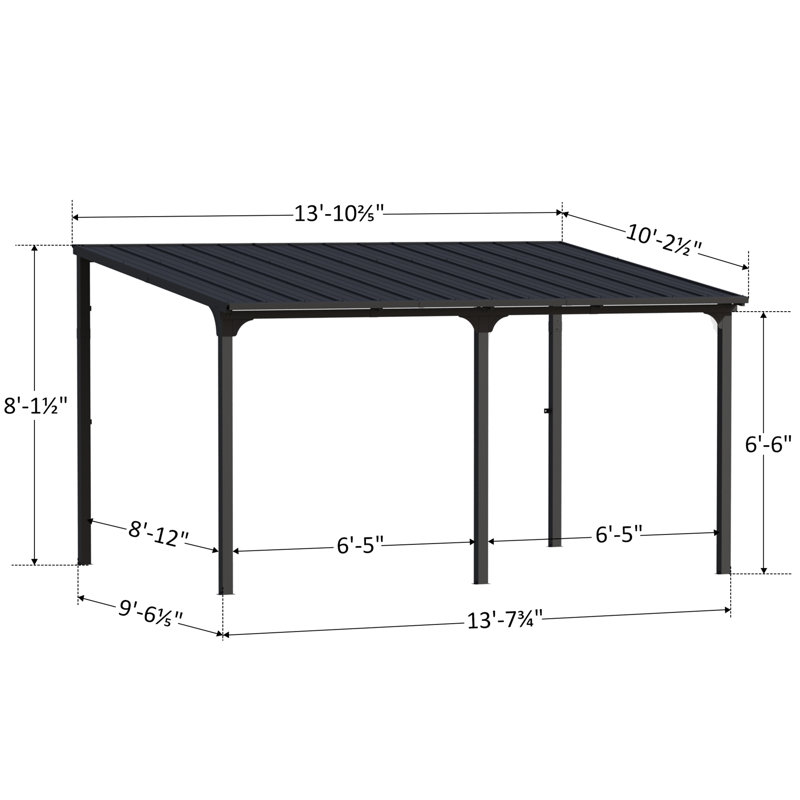 Belmont Lean To Outdoor Patio Gazebo With Steel Slope Roof,EROMMY Hardtop Wall Mounted Metal Frame Pavilion