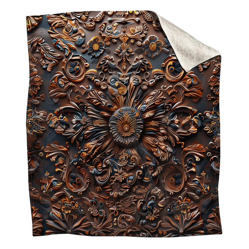 Couvertures à motif floral orné, 50in W x 60in H