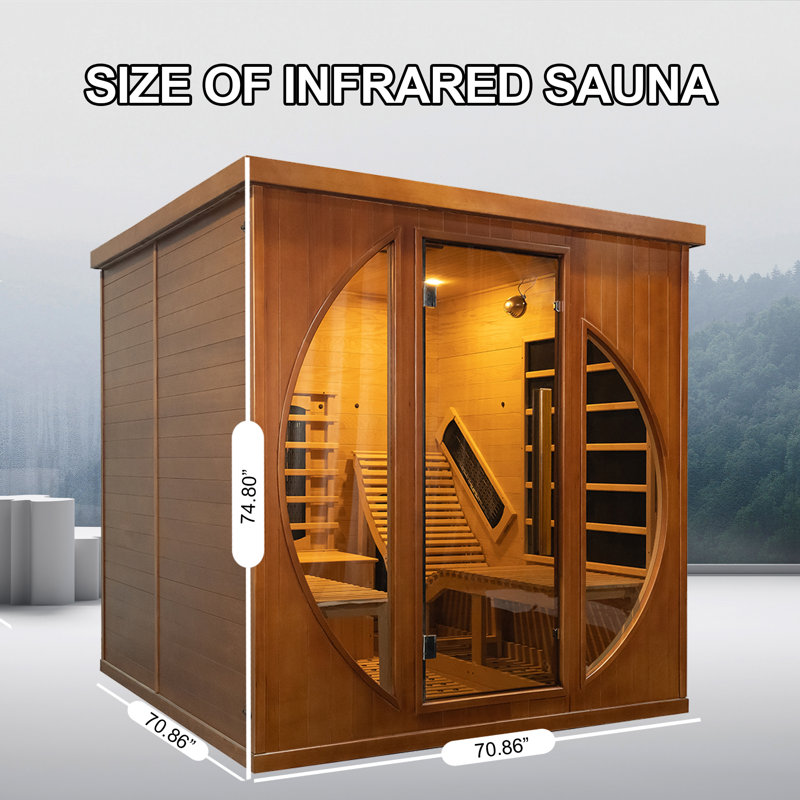 DUTHSS 2 Person Infrared Sauna for Home with Recliner,3400W Indoor Dry Canadian Cedar sauna Room with 10 Heating Panels, Oxygen Bar,Panoramic Tempered Glass