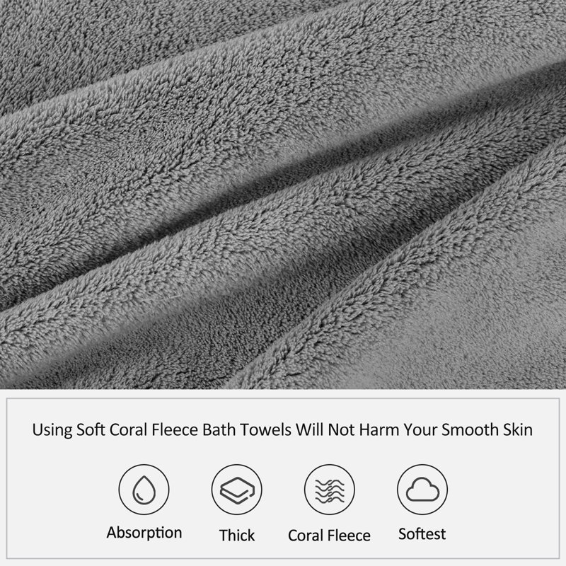Ensemble de serviettes de bain 6 pièces, Gris