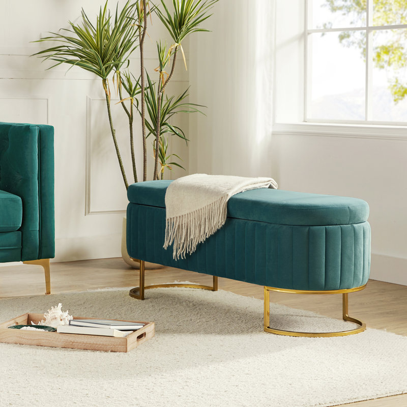 Banc de rangement moderne l 49,2 po Easthampton, Sarcelle