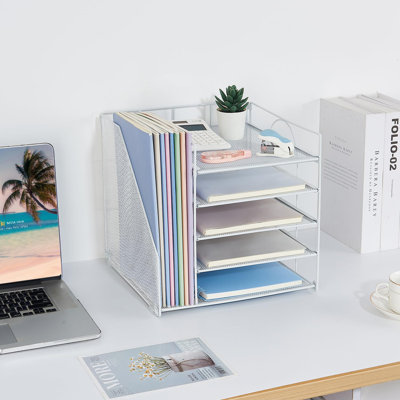 Organisateurs de bureau et accessoires, organisateur de bac à papier à 5 niveaux avec porte-classeur, organisateur de bureau pour fournitures de bureau, accessoires de bureau noir