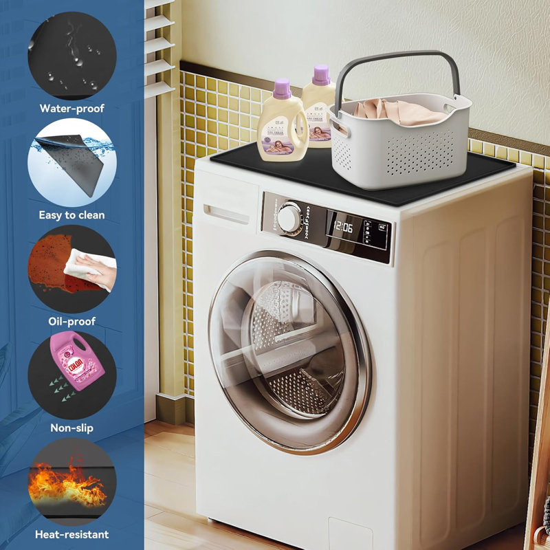 Tapis en caoutchouc de silicone pour machine à laver, sécheuse, tapis antidérapant résistant et lavable pour la cuisine à domicile