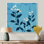 Bégonias blancs sur fond bleu rétro - art mural floral