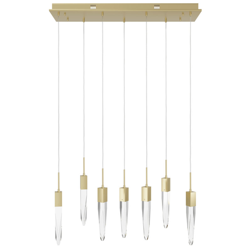 Aspen 7 - Light Pendant, Antique Brass, Clear Crystal