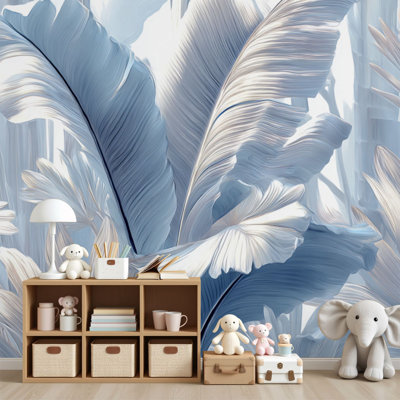 Papier peint adhésif à motif de feuilles de bananier tropicales à motif de feuilles de bananier tropicales H 69 po x l 96 po, papier peint amovible en PVC autocollant pour chambre à coucher, bureau à domicile