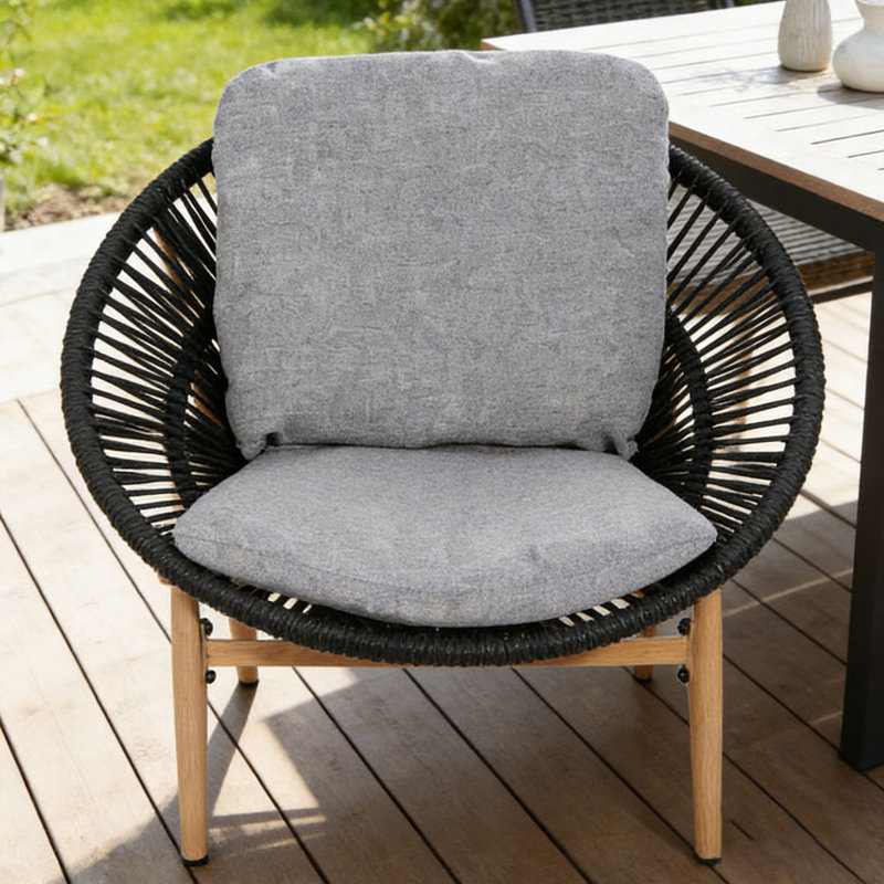Chaise longue d'extérieur en osier, Gris, blac-QT1