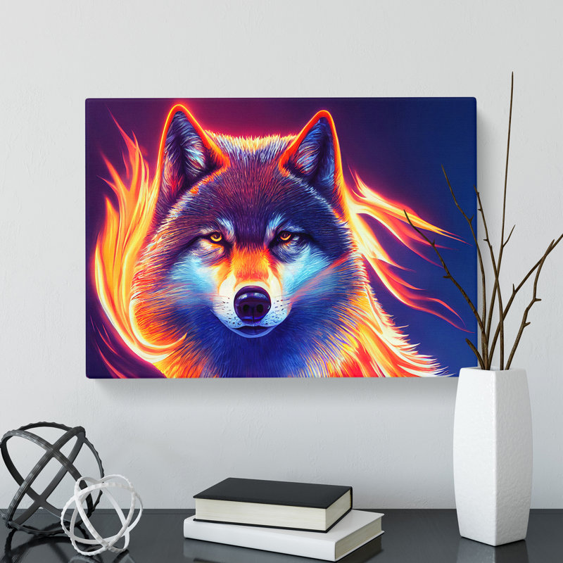 Wolf Flames Abstract - Wrapped Canvas, 40cm H x 60cm W x 3cm D