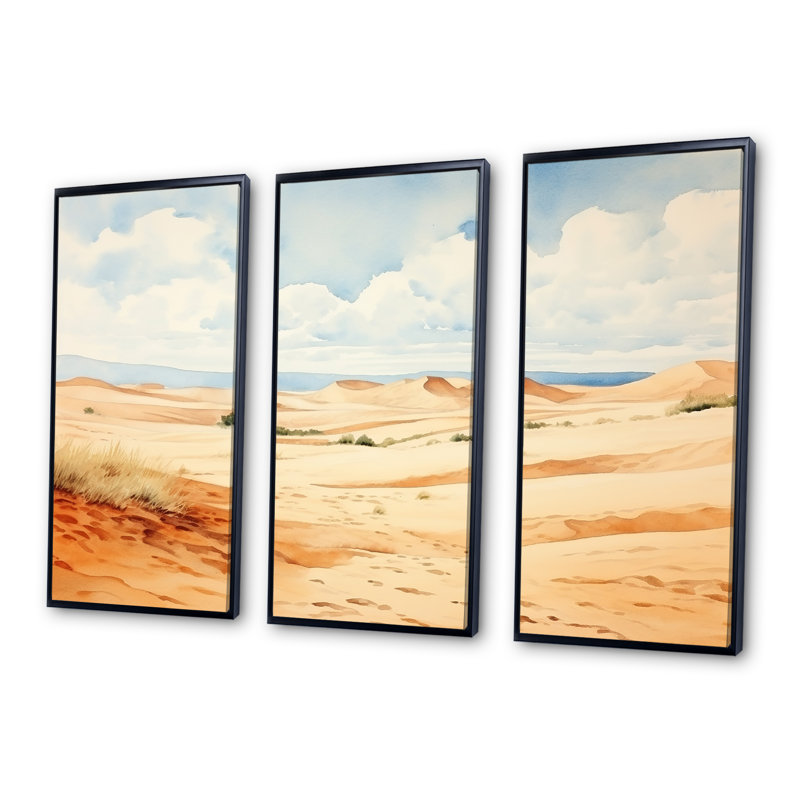 Paysage désertique de dunes de sable en Afrique V - Art mural désert, Cadre flottant noir, H 28 po x l 36 po x P 1 po