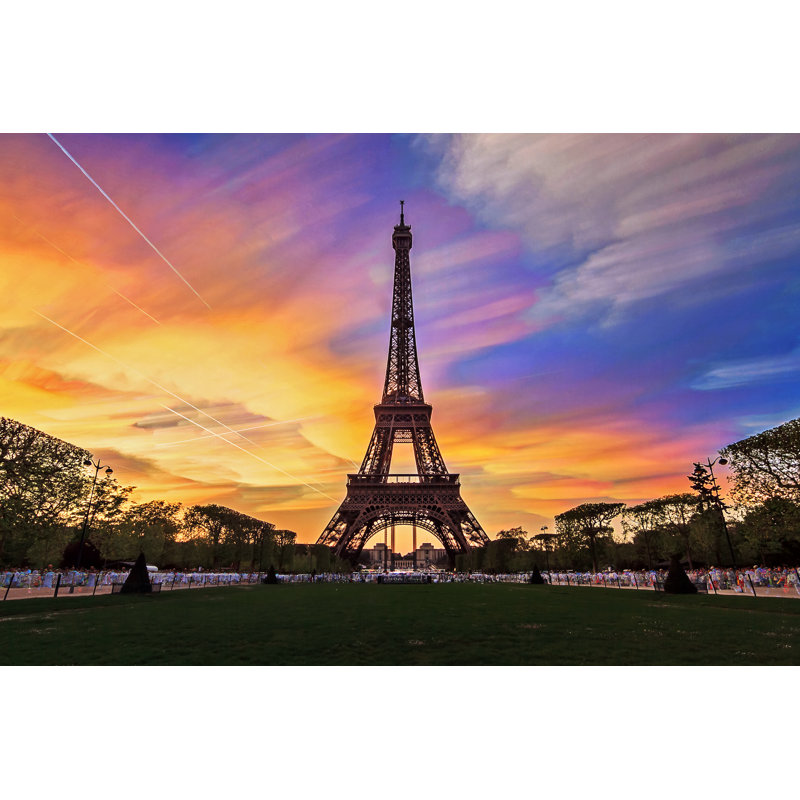 Whitakers Sunset Clouds Eiffel by Dennisvdw - Wrapped Canvas Print, 30cm H x 46cm W x 3.8cm D