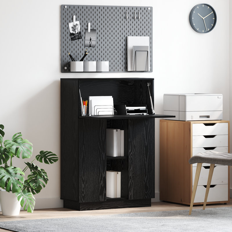Writing Desk Engineered Wood Large, Black Oak