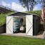 Remise de rangement extérieure 10 x 10 pi, métal Portes et cadre verrouillables. Ventilation améliorée imperméable. Noir Convient à une cour, une pelouse ou un patio , Ventilé, idéal