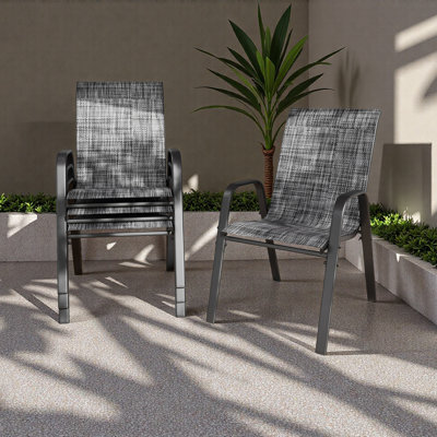Chaises d'extérieur en tissu Teslin, siège large, capacité de poids de 350 lb, structure en métal imperméable et résistante à la rouille, soutien lombaire ergonomique