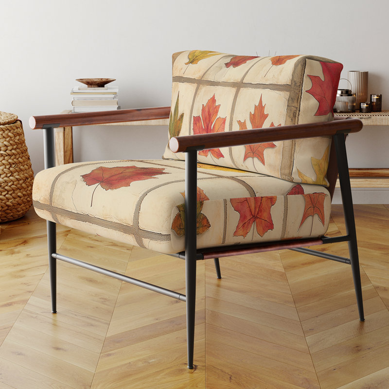 Chaise d'appoint Leaves - Autumn Leaves Collage, Brown Round Arms