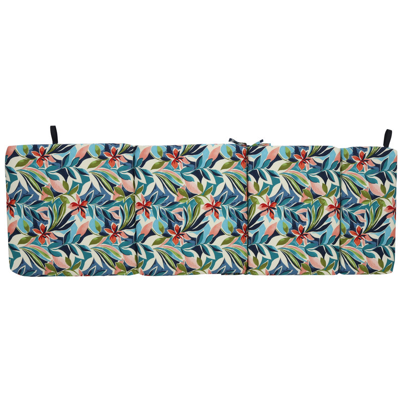 72-Inch By 24-Inch Outdoor Chaise Lounge Cushion, Ivory/Blue/Somap Multi Floral