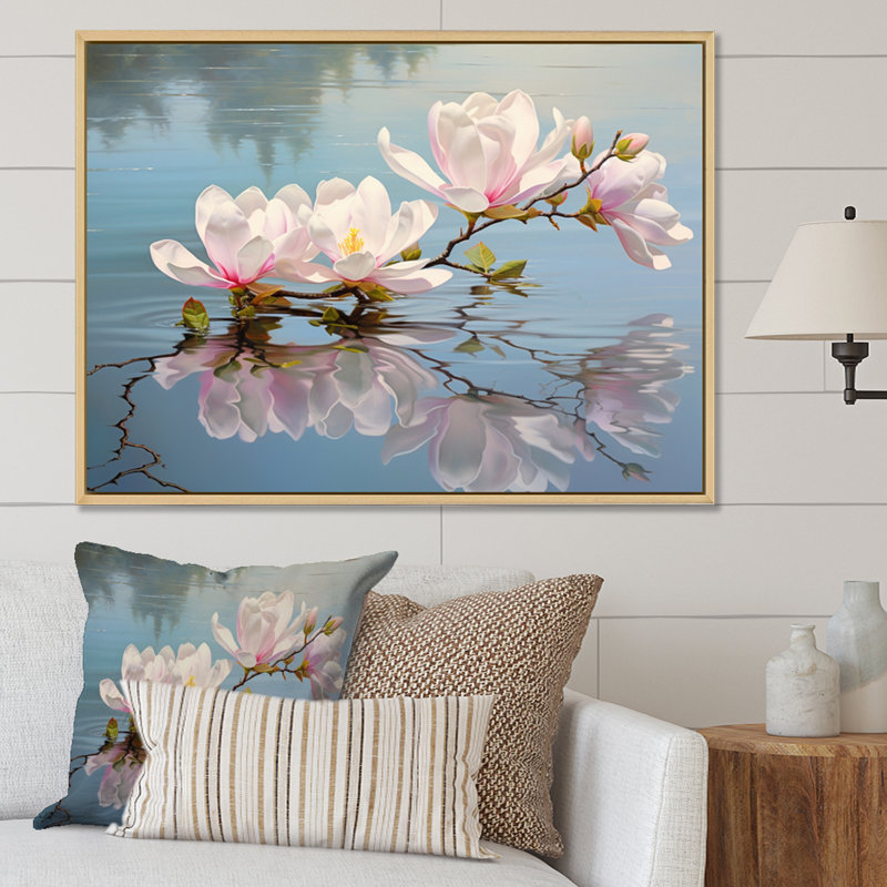 «White Gray Magnolias Magnolia Reflections II», reproduction sur toile encadrée, H 30 po x l 40 po x P 1,5 po