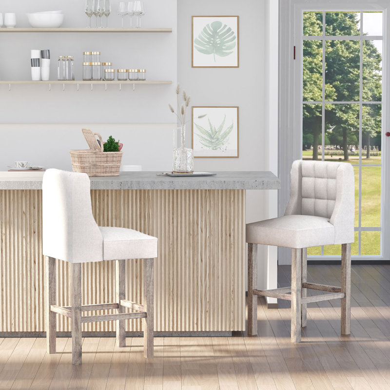 Tabouret Emsworth, Beige, Tabouret de comptoir (siège d'une hauteur de 26 p