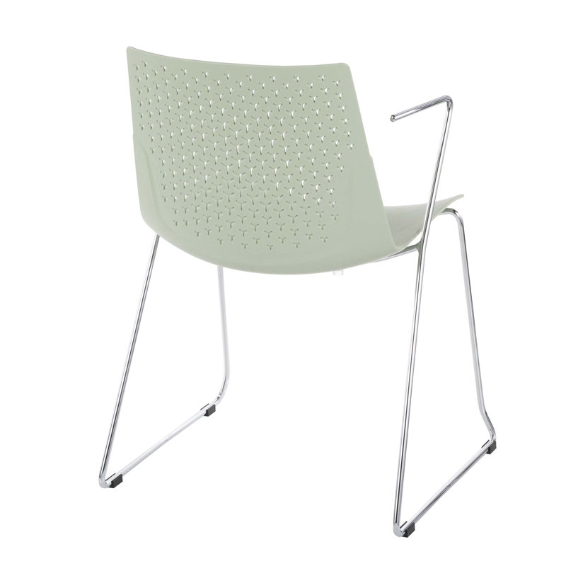Matcha Sleek Chrome and Green Modern Arm Chair - Set of 2