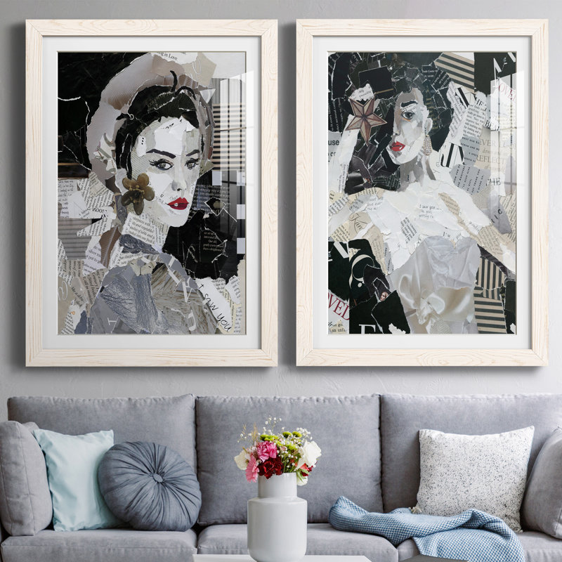 Runway Pause - ensemble de 2 peintures, H 31,5 po x l 47 po x P 1,5 po, Papier encadré blanc