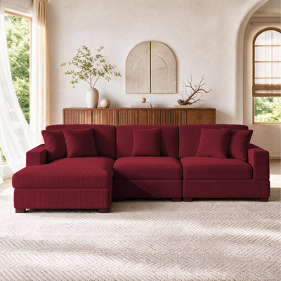 Canapé modulaire rembourré 3 pièces en velours côtelé-L