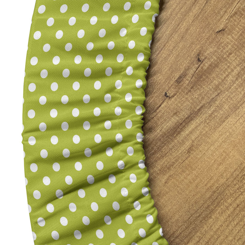 Ebern Designs Retro Fitted Round Tablecloth Lime Green and White, 67.72" Round