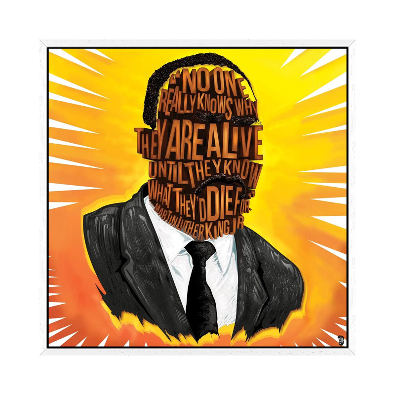 MLK Jr by Nate Jones - Print on Canvas, 93.98cm H x 93.98cm W x 3.81cm D, White Framed
