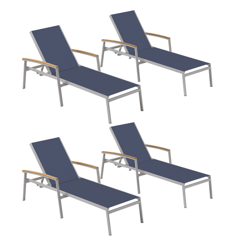 Travira Outdoor Chaise Lounge, Flint, Tekwood Natural, Ink Pen