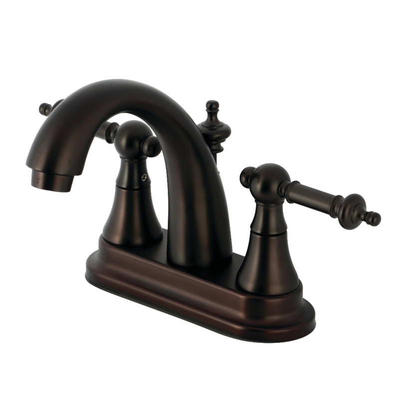 Kingston Brass Templeton Two-Handle 3-Hole Deck Mount 4" Centerset Bathroom Faucet with Brass Pop-Up, Oil Rubbed Bronze