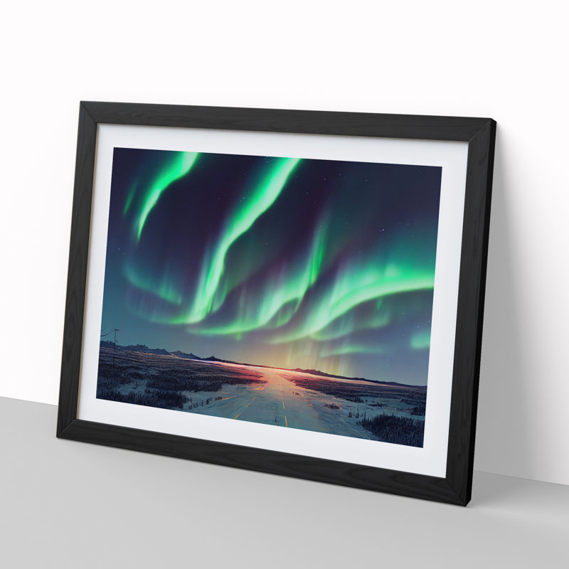 Fine Northern Lights - Single Picture Frame Painting, Black, 46cm H x 64cm W x 2cm D