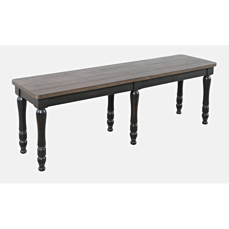 Banc en bois massif Karley, Noir rétro