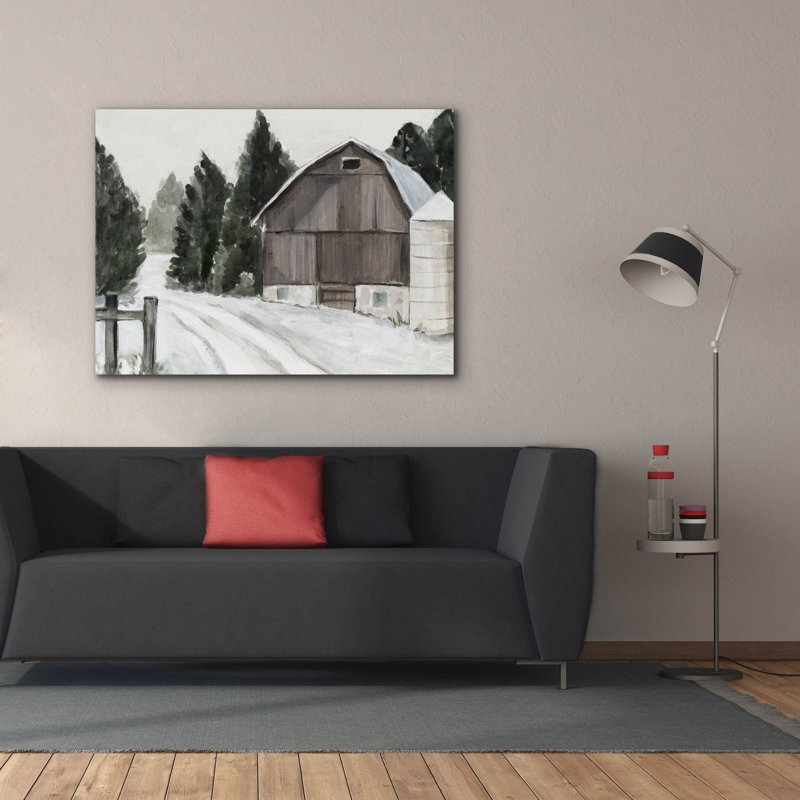  «Winter Barn 2» par Annie Warren, art mural sur toile, 54 po x 40 po, H 40 po x l 54 po