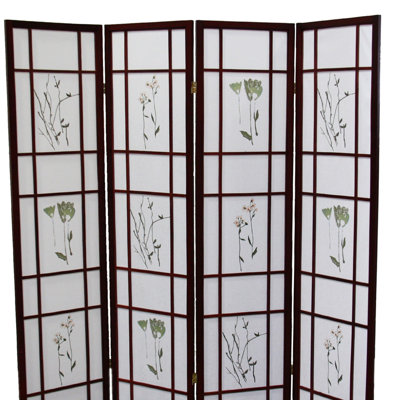 4 paravents de 70 po de hauteur, couleur cerise avec motif floral traditionnel asiatique, haute barrière, conception cerise asiatique