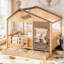 Solid Wood Bed with Built-In Stairs-1020775528-1020775529