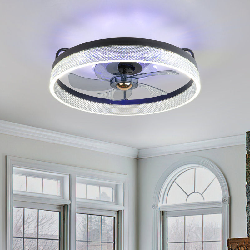 Ventilateur de plafond encastré à intensité variable avec lumières DEL, Noir