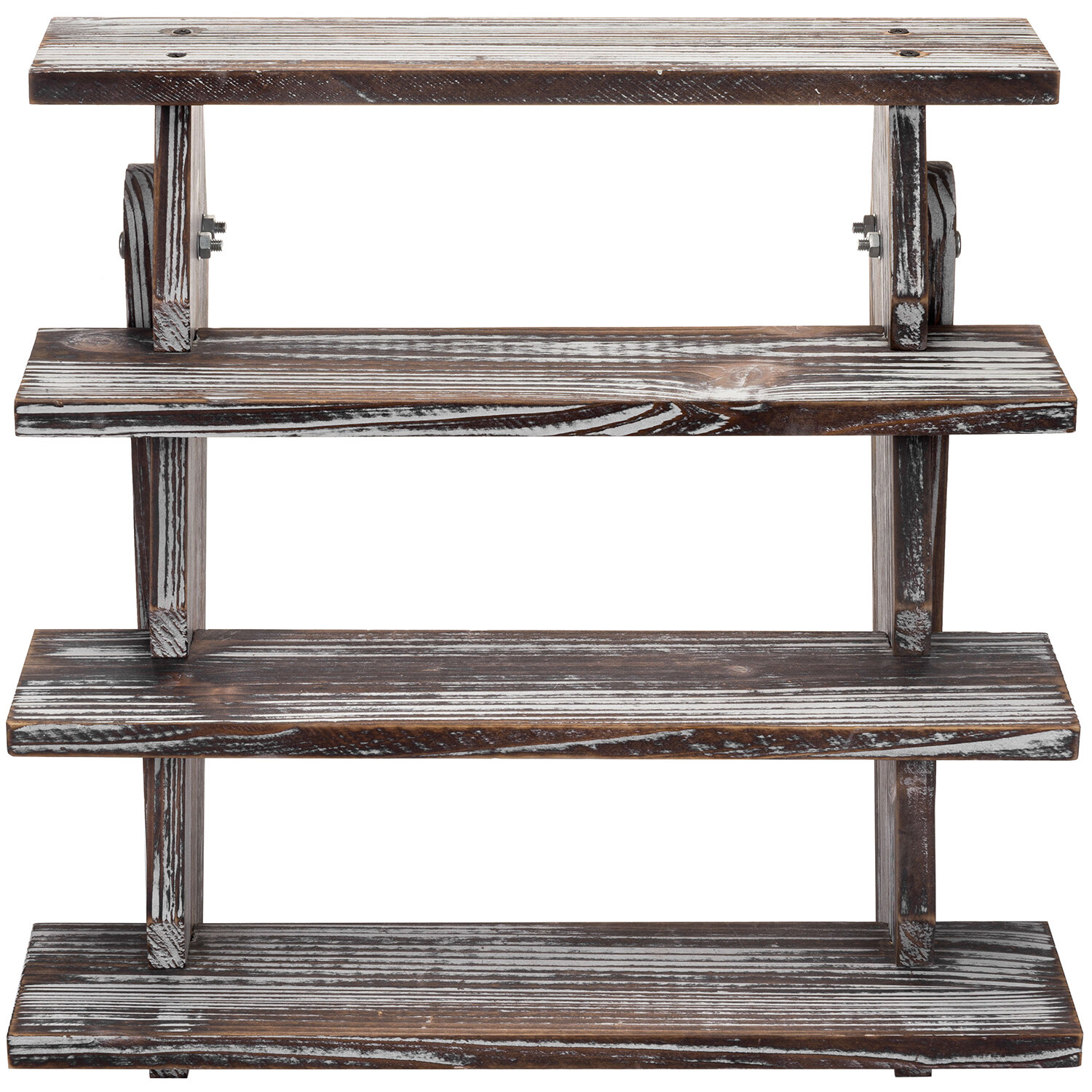 4 Tier Cascading Whitewashed Wood Retail Stair Shelf Display Riser