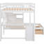 Lit superposé blanc avec bureau intégré et espaces de rangement - Créez une chambre à coucher pleine grandeur élégante sur des tablettes simples pour un environnement de sommeil relaxant