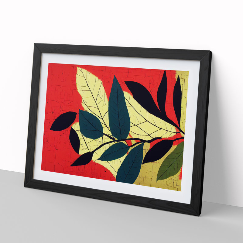 Evocative Leaf - Single Picture Frame Print, Black, 25cm H x 34cm W x 2cm D