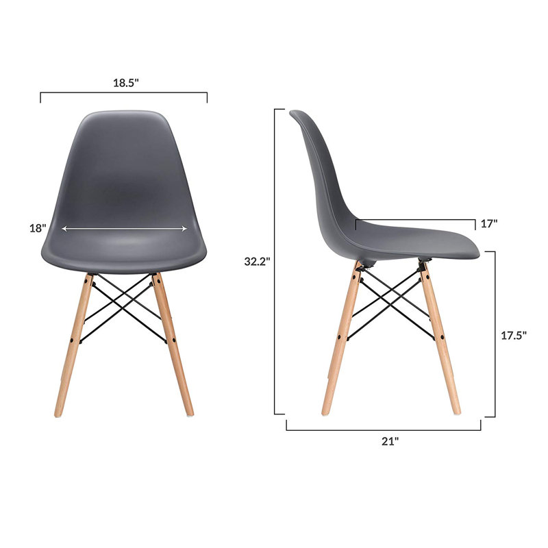 Chaise d'appoint avec pieds en bois naturel. Chaise Carbone Clegg Eiffel Style (gris), Gris