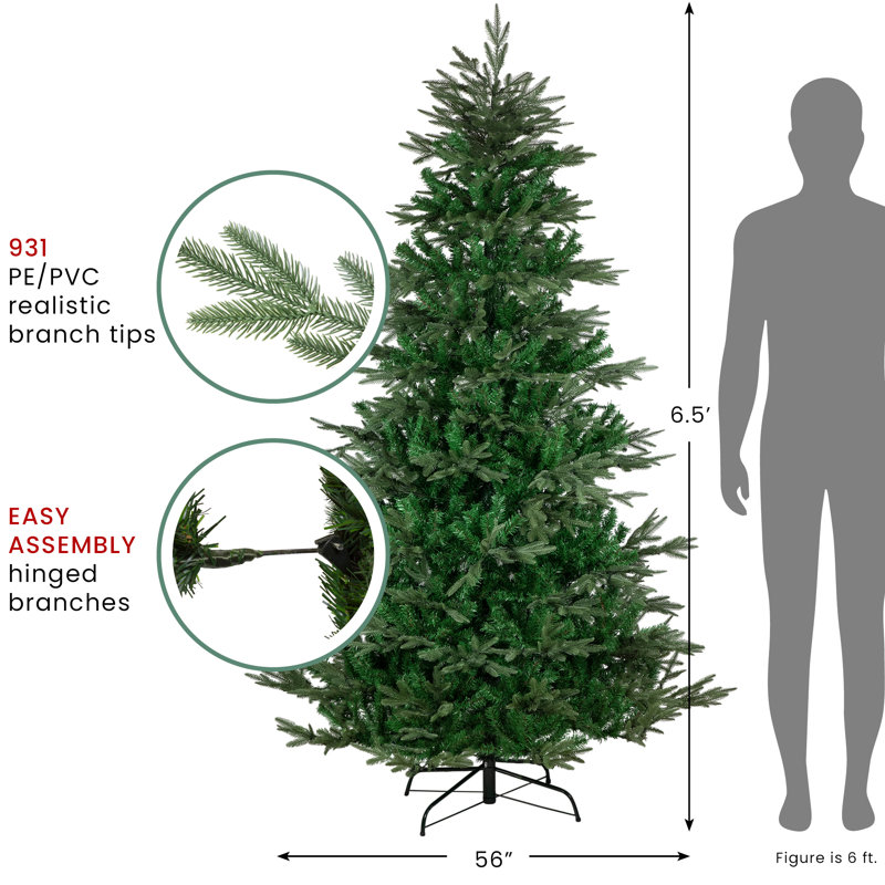 Sapin de Noël artificiel Hudson non éclairé, H 6 pi 5 po