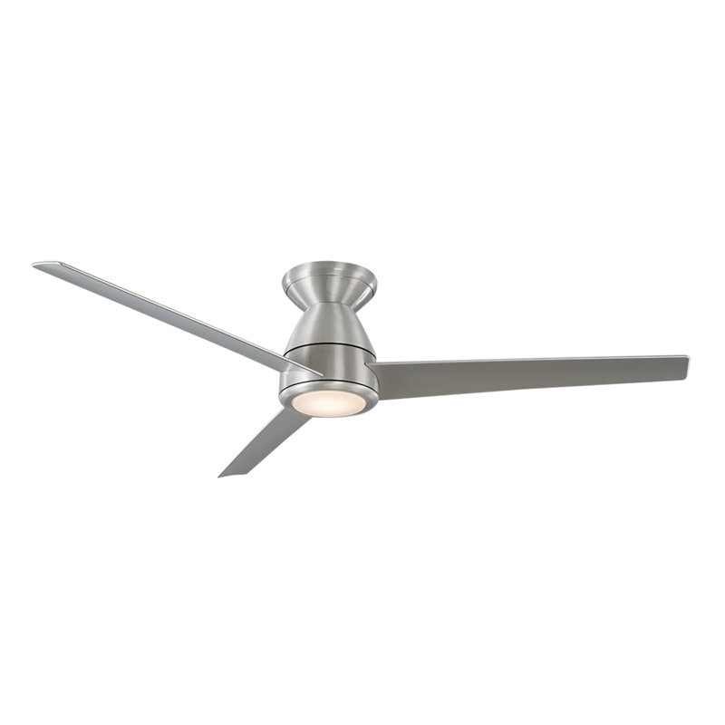 Tip Top 52" Brushed Aluminum Smart Flush Mount Ceiling Fan with LED Light