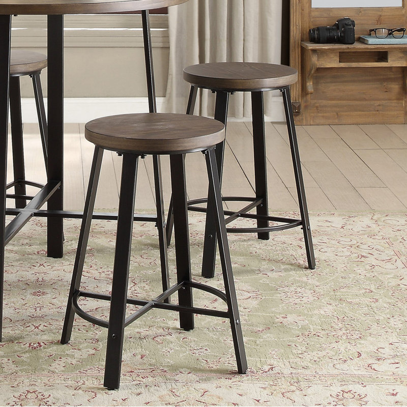 Ensemble de 2 tabourets à hauteur de comptoir à finition métallique de style industriel rustique