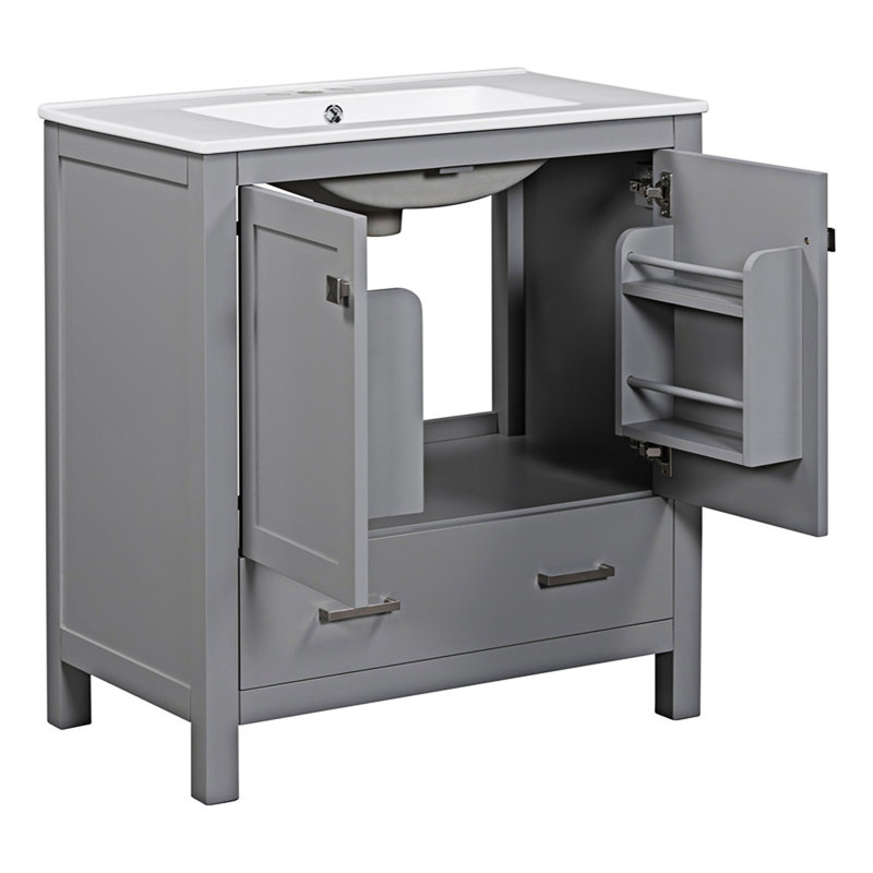 Meuble-lavabo moderne avec lavabo simple, Gris