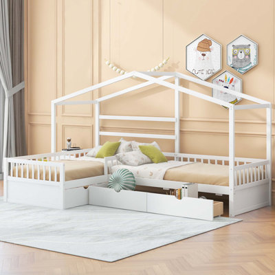 House Platform Bed with Three Storage Drawers