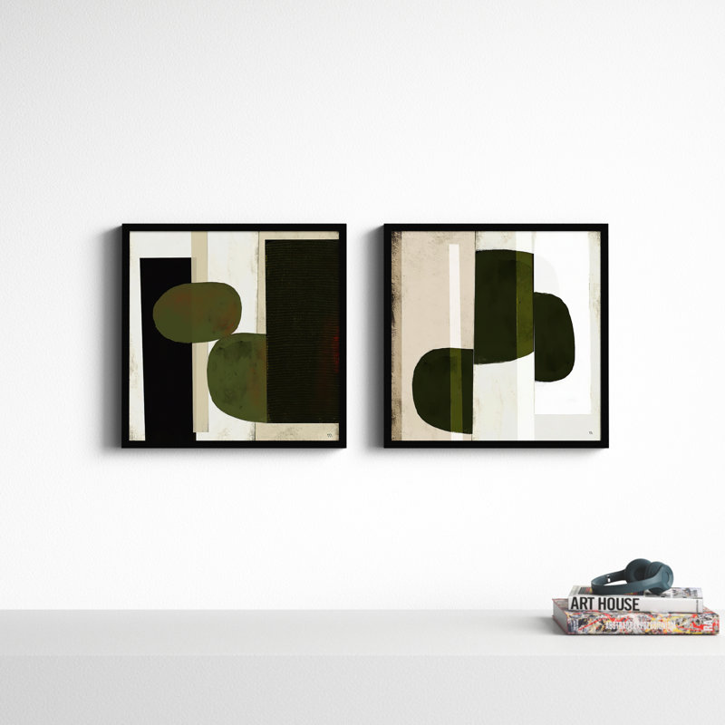 " Collage " by StudioM 2 - Pieces Painting Print, 44" H x 88" W, Black