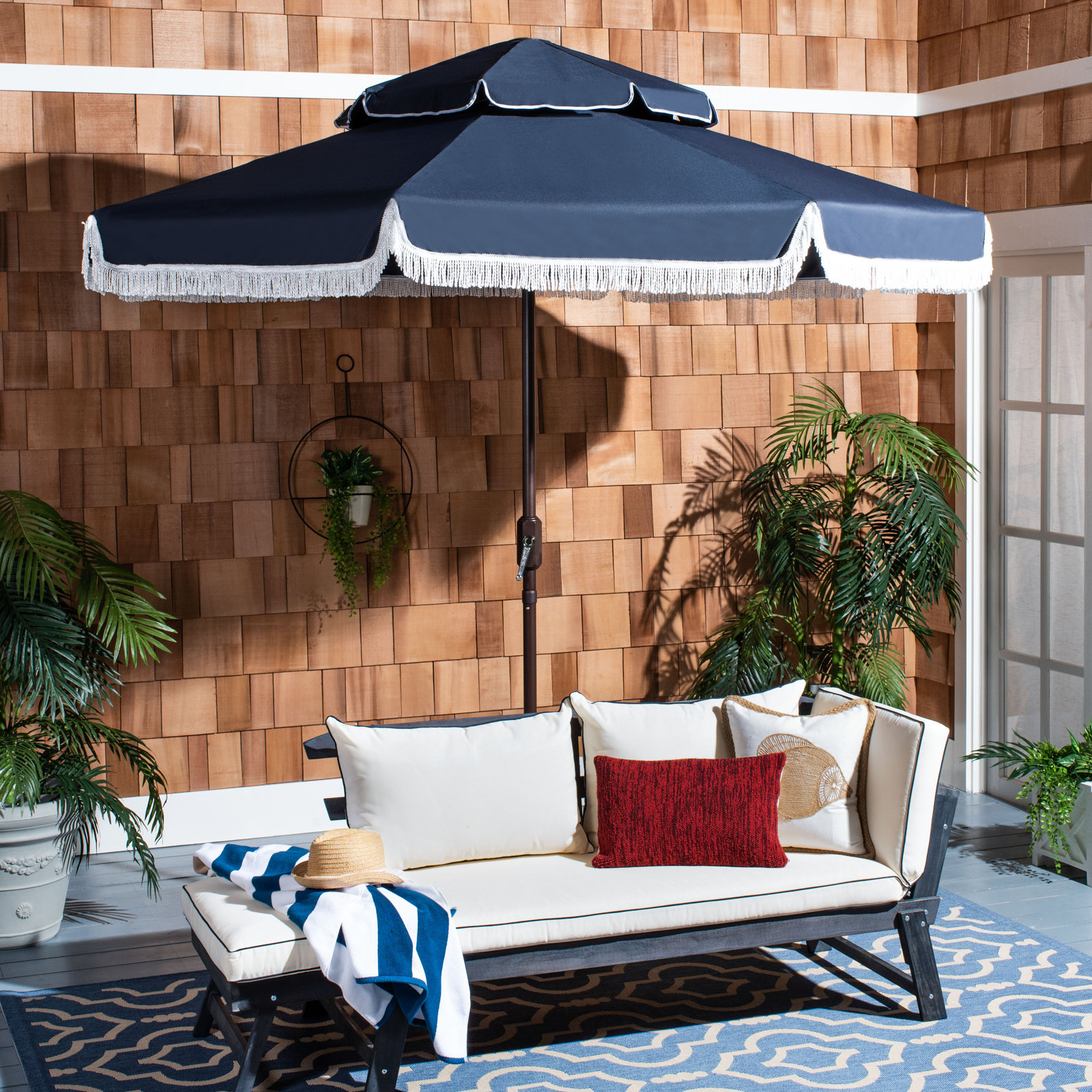Tyler 101.18'' Outdoor Umbrella, Navy/White