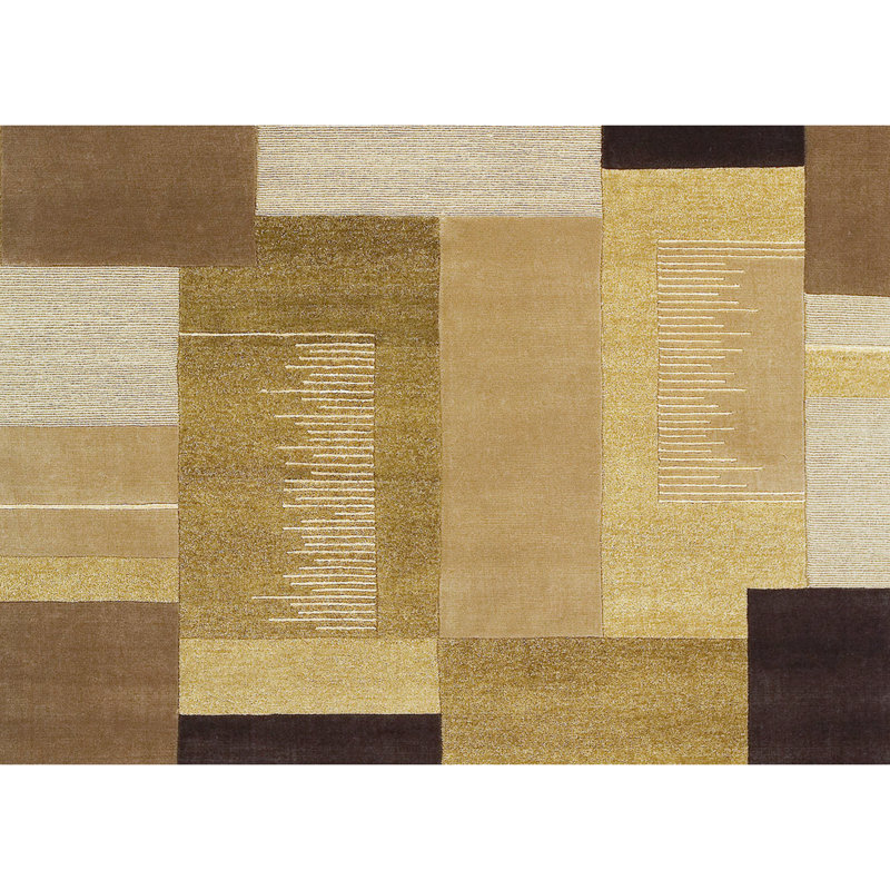 Himalayan Geometric Area Rug in Ivory/Brown/Black