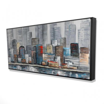 Abstract city skyline - 24"x48" Framed canvas
